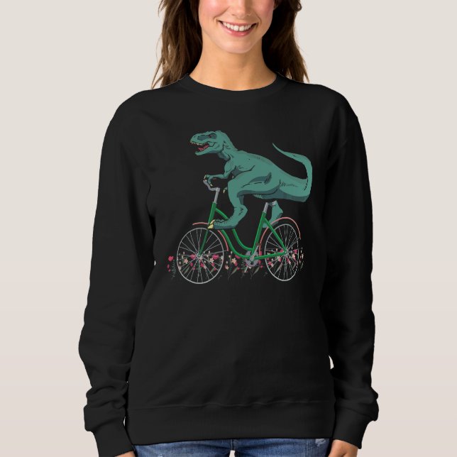 T Rex Reiten eines Fahrrads Trex Dinosaur Fahrradf Sweatshirt (Vorderseite)