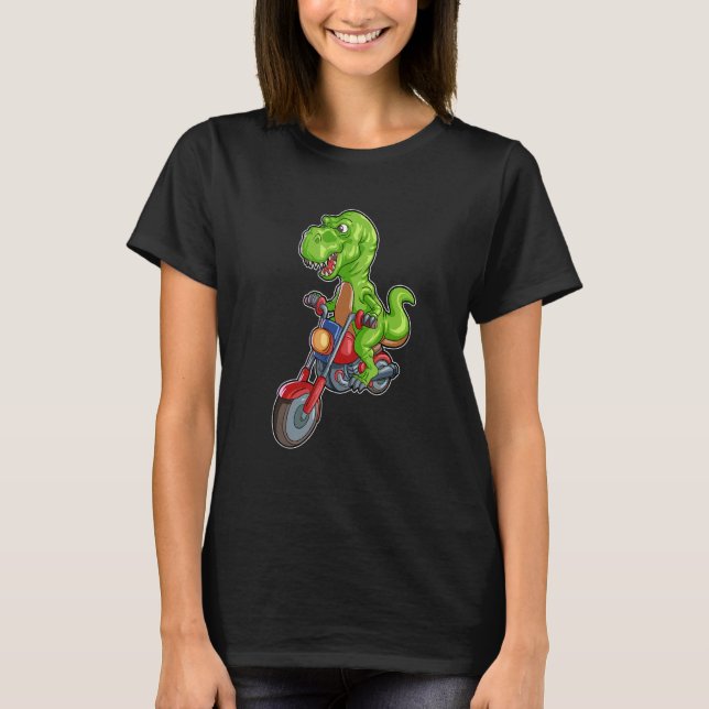 T Rex Riding Motorrad Dinosaurier Trex Biker 1 T-Shirt (Vorderseite)