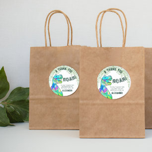 T-Rex Roar Dinosaur Party Vielen Dank Runder Aufkleber