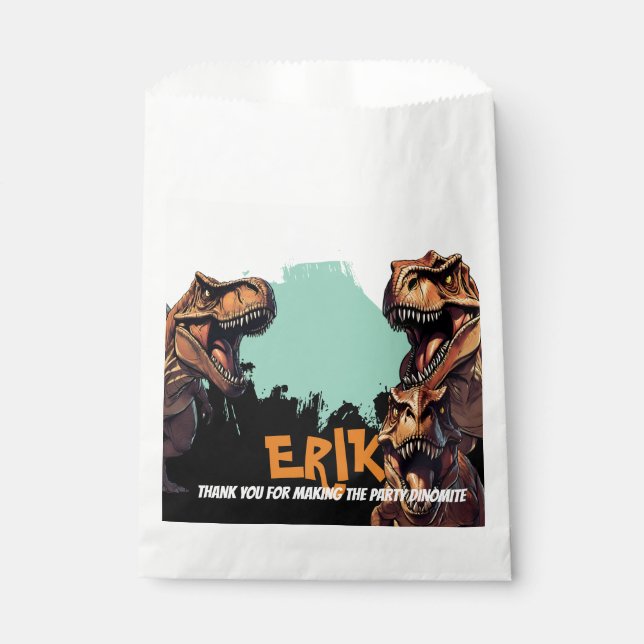 T-Rex Roar Personalisiert Dinosaur Geburtstag Geschenktütchen (Vorderseite)