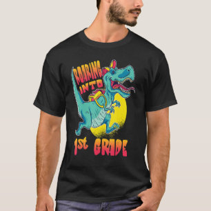 T Rex Roaring in den ersten Grad Dino zuerst zurüc T-Shirt