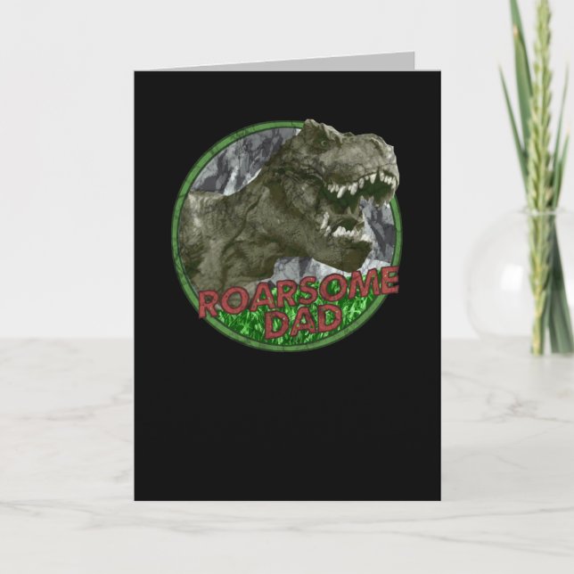 T-rex Roarsome Vater Retro Karte (Vorderseite)
