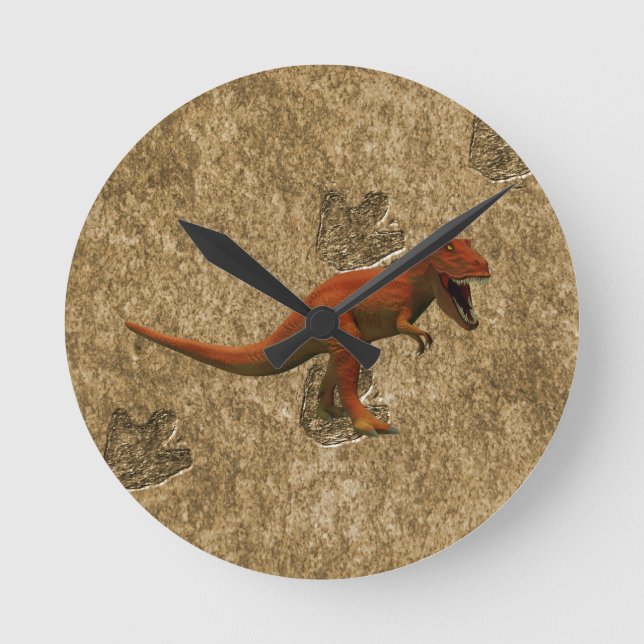 T Rex Runde Wanduhr (Vorderseite)