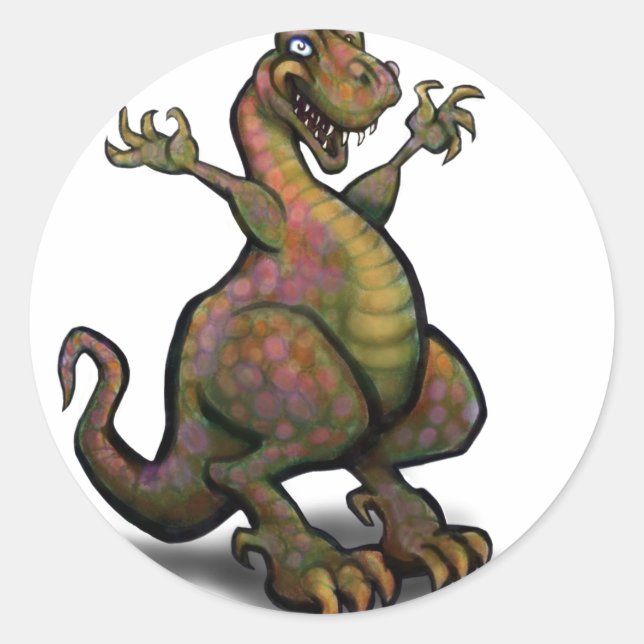 T-Rex Runder Aufkleber (Vorderseite)