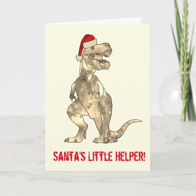 T-Rex Santa Quote Karte (Vorderseite)