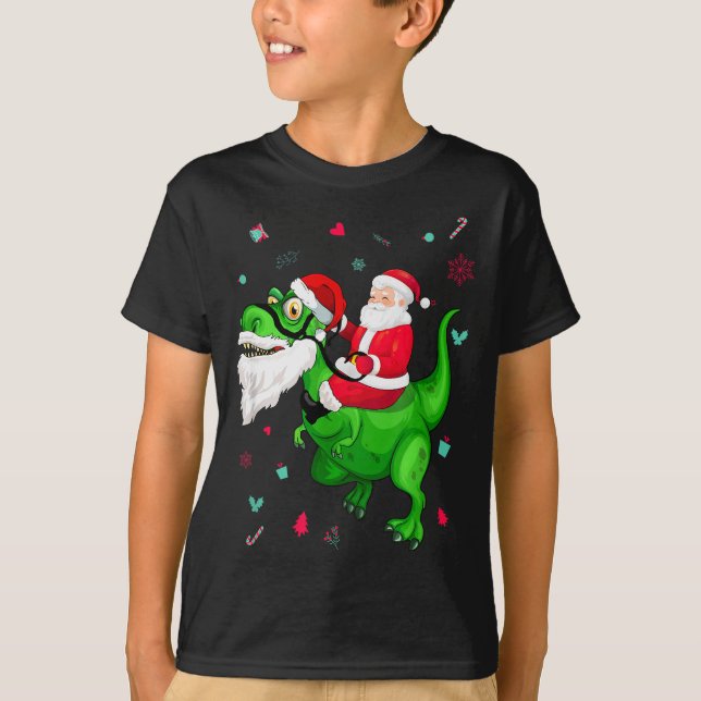T-rex Santa Ride Funny Ugly Christmas Toddler_kids T-Shirt (Vorderseite)