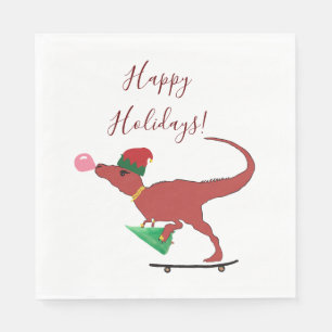 T-rex Santa Serviette
