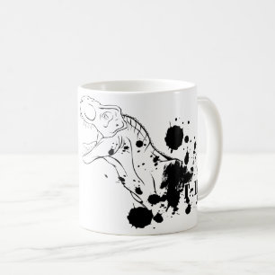 T-Rex (schwarz und weiß) Kaffeetasse