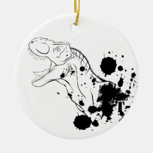 T-Rex (schwarz und weiß) Keramik Ornament