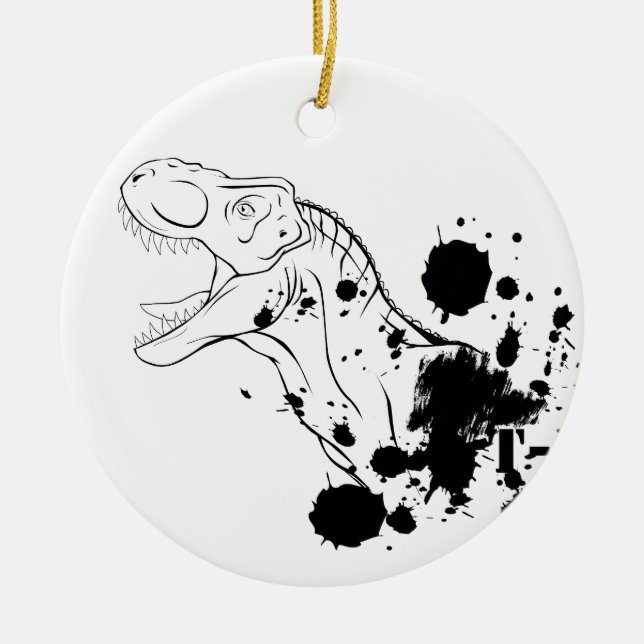 T-Rex (schwarz und weiß) Keramik Ornament (Vorne)