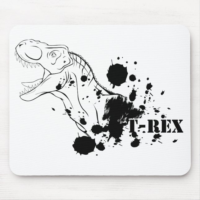 T-Rex (schwarz und weiß) Mousepad (Vorne)