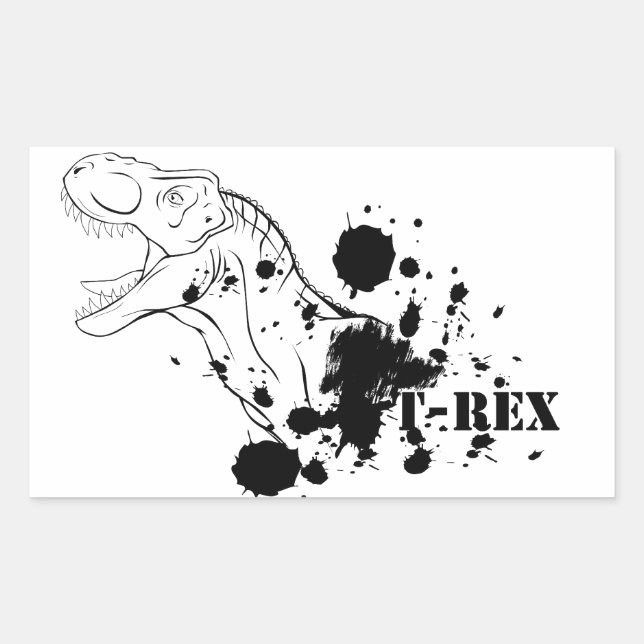 T-Rex (schwarz und weiß) Rechteckiger Aufkleber (Vorderseite)