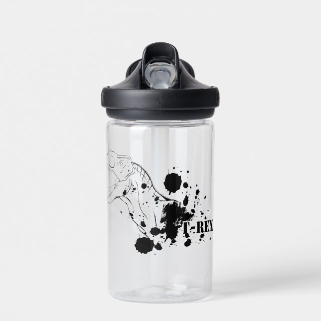 T-Rex (schwarz und weiß) Trinkflasche (Vorne)