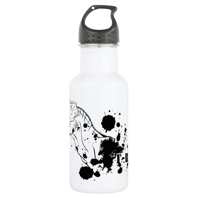 T-Rex (schwarz und weiß) Trinkflasche (Vorderseite)