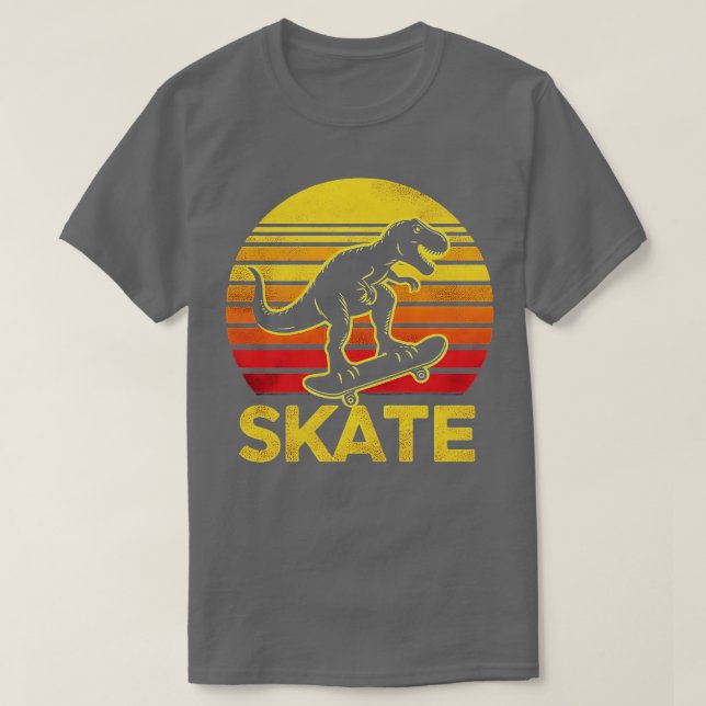 T rex Skateboarder Retro Vintag Skateboarding T-Shirt (Design vorne)