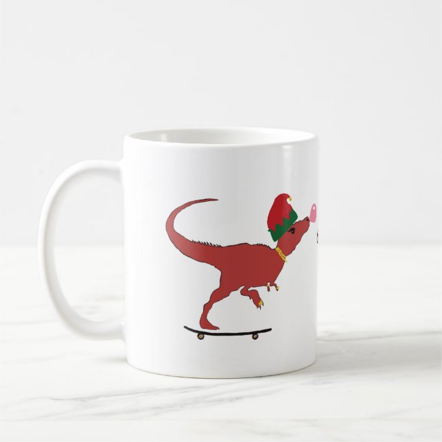 T-rex Skater Holiday Art Kaffeetasse (Links)