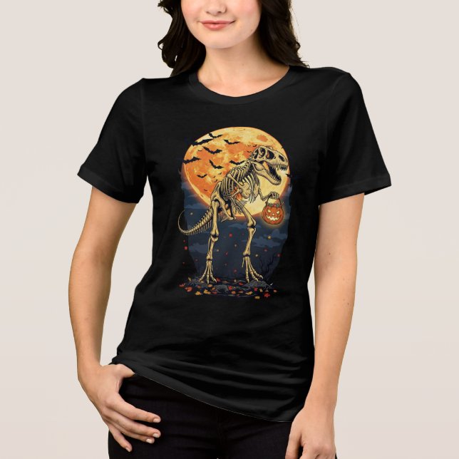 T-Rex Skeleton Halloween T - Shirt - Dinosaurier m (Vorderseite)