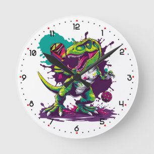 T-REX SMASH O'CLOCK Pickleball Runde Wanduhr