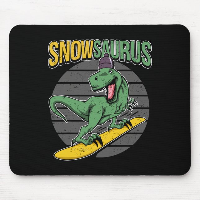 T-Rex Snowboarden Dinosaurier Snowboard  Mousepad (Vorne)