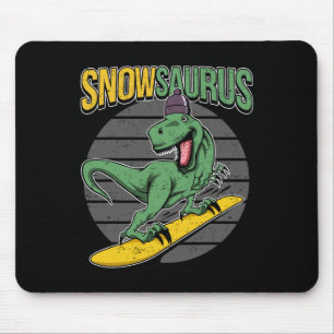 T-rex Snowboarding Dinosaur Snowboard Mousepad