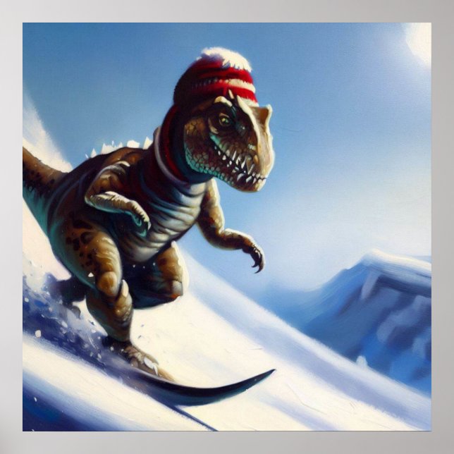 T Rex Snowboarding Poster (Vorne)