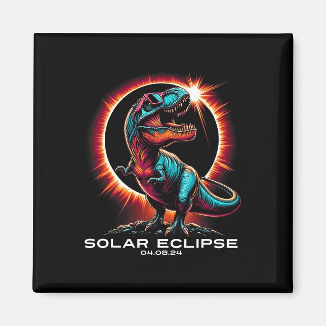 T-rex Solar Eclipse Wears Sungles 8. April 2024 Magnet (Vorne)