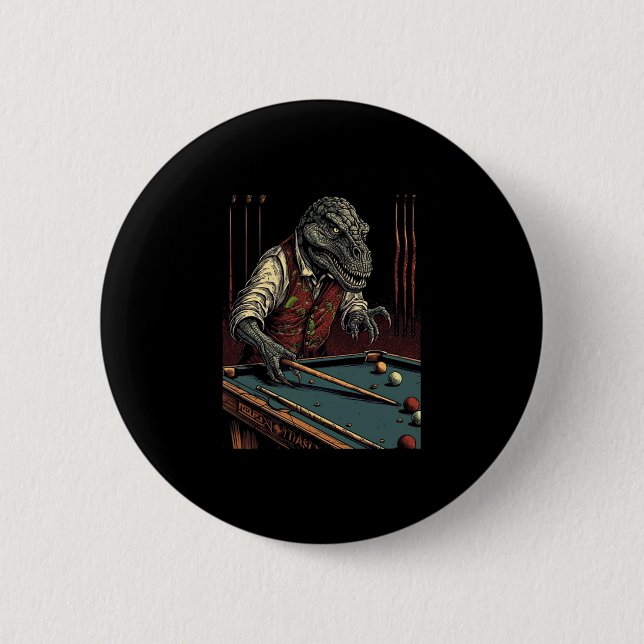 T-Rex spielt Billard Dinosaurier Billardspieler D Button (Vorderseite)