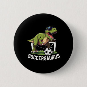 T-Rex spielt Fußball Dinosaurier Fußball spielen Button