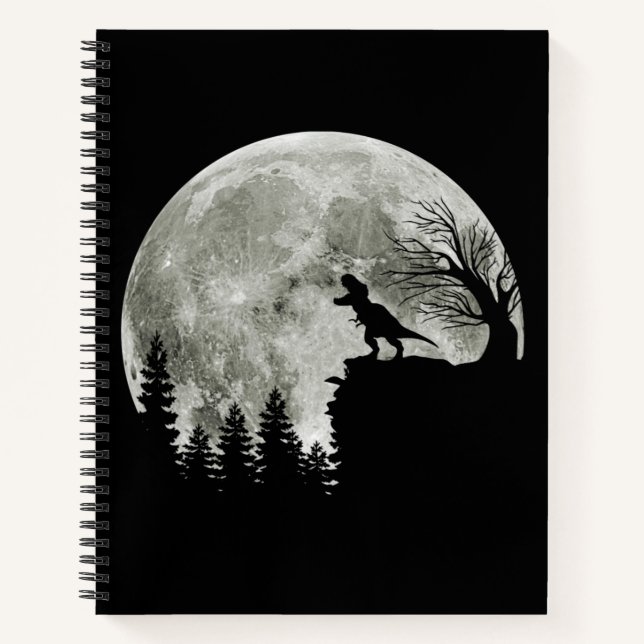 T Rex Stehend auf Mondschein Halloween Notizbuch (Vorderseite)