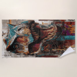 T-Rex Street Art Dinosaur Graffiti Portrait Strandtuch