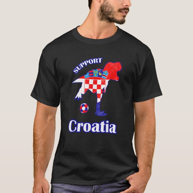 T Rex Support Jersey Croatia Soccer 2018 Boys Gift T-Shirt (Vorderseite)