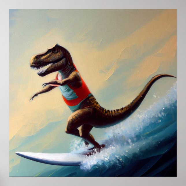 T Rex Surfing Poster (Vorne)