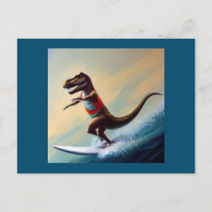 T Rex Surfing Postkarte