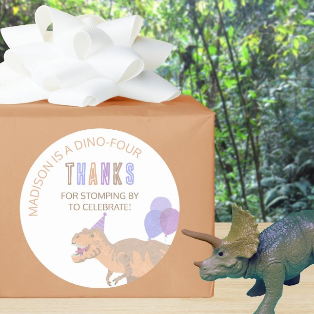 T-Rex Tan Niedlich jedes Alter Dinosaurier Vielen  Runder Aufkleber (These thank you stickers are easy to customize)
