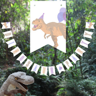 T-Rex Tan Niedliche Geburtstag Jurassic Dinosaur P Wimpelkette