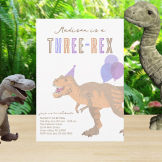T-Rex Tan Three-Rex Dino Dritter 3. Geburtstag Einladung