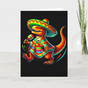 T-Rex tanzt Maracas Cinco de Mayo mexikanisch Karte