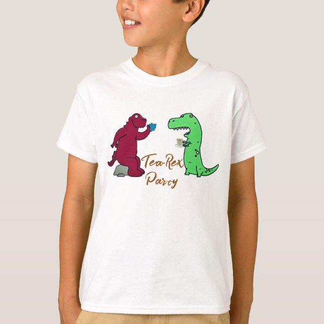 T-Rex Tea Party Shirt - Dinosaurier Geburtstags-T- (Vorderseite)