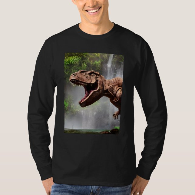 T-Rex The Dinosaur of the Jungle Waterfall T-Shirt (Vorderseite)