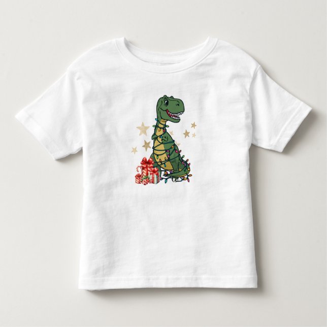 T-Rex The Halls - Funny Dinosaur Christmas Lights Kleinkind T-shirt (Vorderseite)