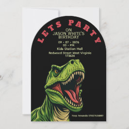 T-Rex Themed Boy Birthday Invitation Einladung
