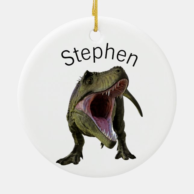 T-rex Tyrannosaurus Dinosaur Personalisiert Keramik Ornament (Hinten)