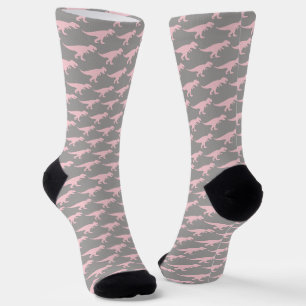 T-Rex Tyrannosaurus Königin Dinosaurier Rosa Grau  Socken