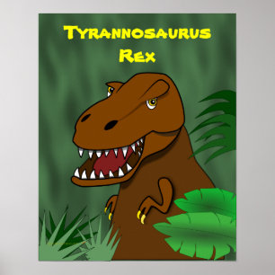 T-Rex Tyrannosaurus Rex Beängstigender Cartoon Din Poster