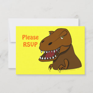 T-Rex Tyrannosaurus Rex Beängstigender Cartoon Din RSVP Karte
