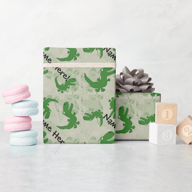 T-Rex Tyrannosaurus Rex Dinosaur Cartoon Kids Boys Geschenkpapier (Babyparty)