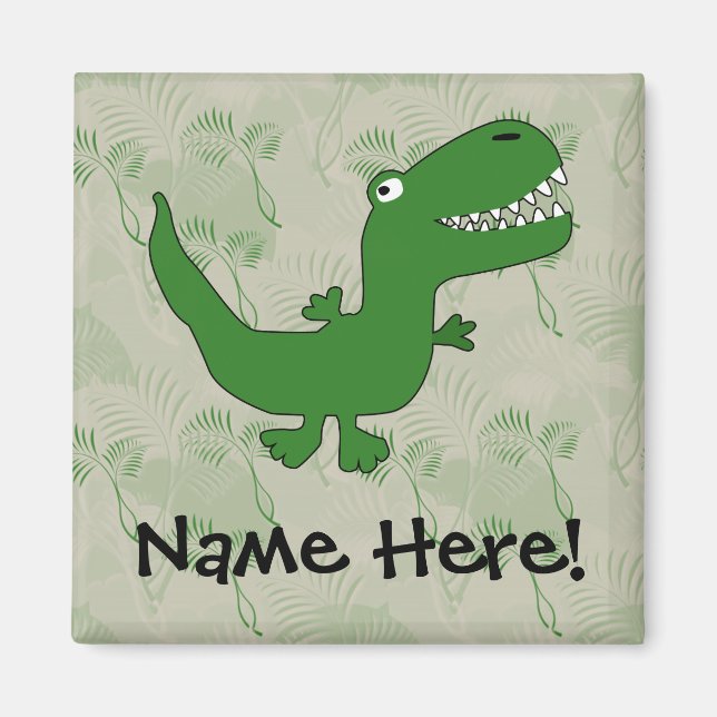T-Rex Tyrannosaurus Rex Dinosaur Cartoon Kids Boys Magnet (Vorne)