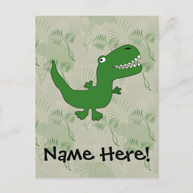 T-Rex Tyrannosaurus Rex Dinosaur Cartoon Kids Boys Postkarte (Vorderseite)