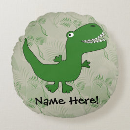 T-Rex Tyrannosaurus Rex Dinosaur Cartoon Kids Boys Rundes Kissen