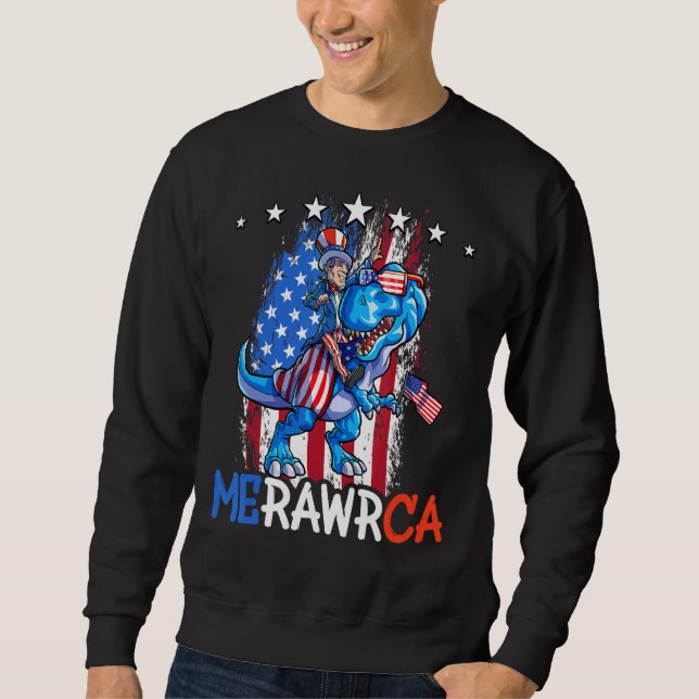 T Rex Uncle Sam 4. Juli Dino Boys Men American Sweatshirt (Vorderseite)